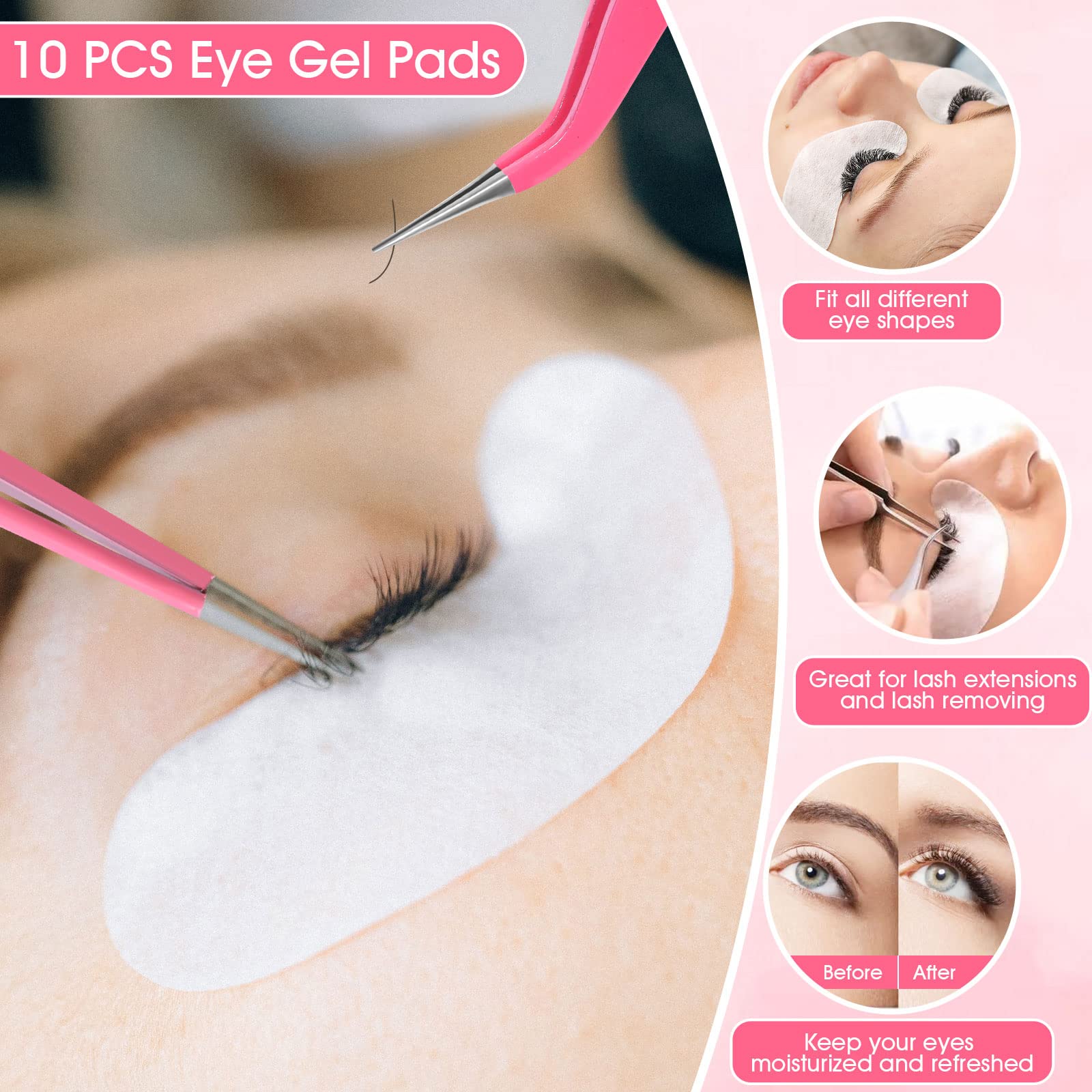 Modacraft under-eye gel pads and tape protecting skin and ensuring tidy lash placement