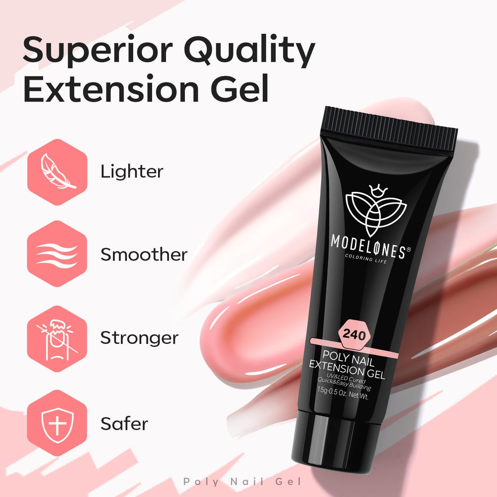 modelones closeup of polygel application demonstrating smooth finish and ease