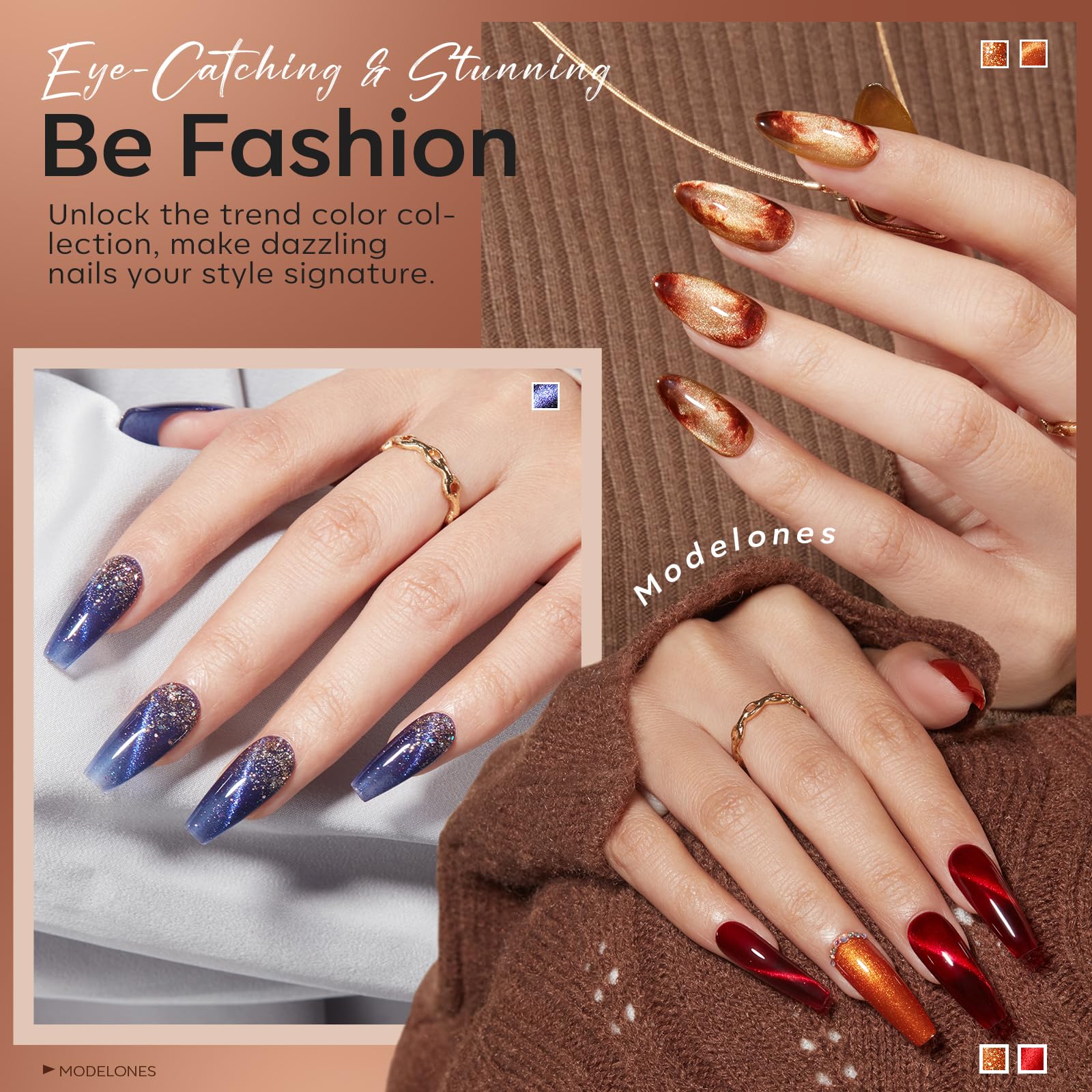 modelones cat eye effect demo on nails illustrating magnetic stripe detail for creative designs