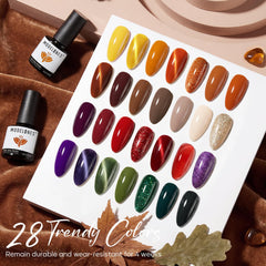 modelones color array flatlay with 28 fall shades visible, helps choose seasonal colors