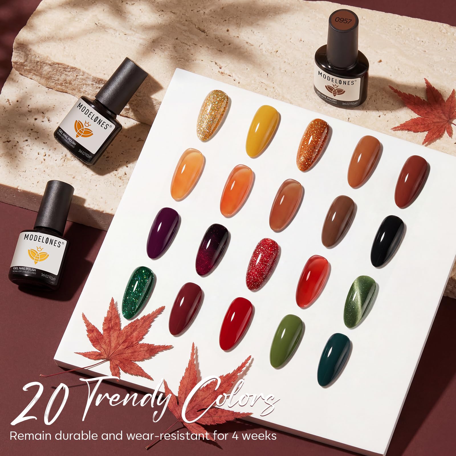 modelones color swatch fan displaying jelly and glitter shades for easy color choice and layering