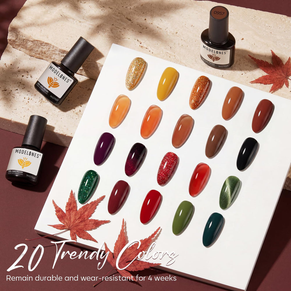 modelones color swatch fan displaying jelly and glitter shades for easy color choice and layering