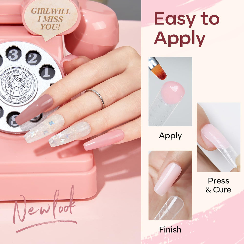modelones formed poly gel extensions on hand demonstrating salon-quality finish