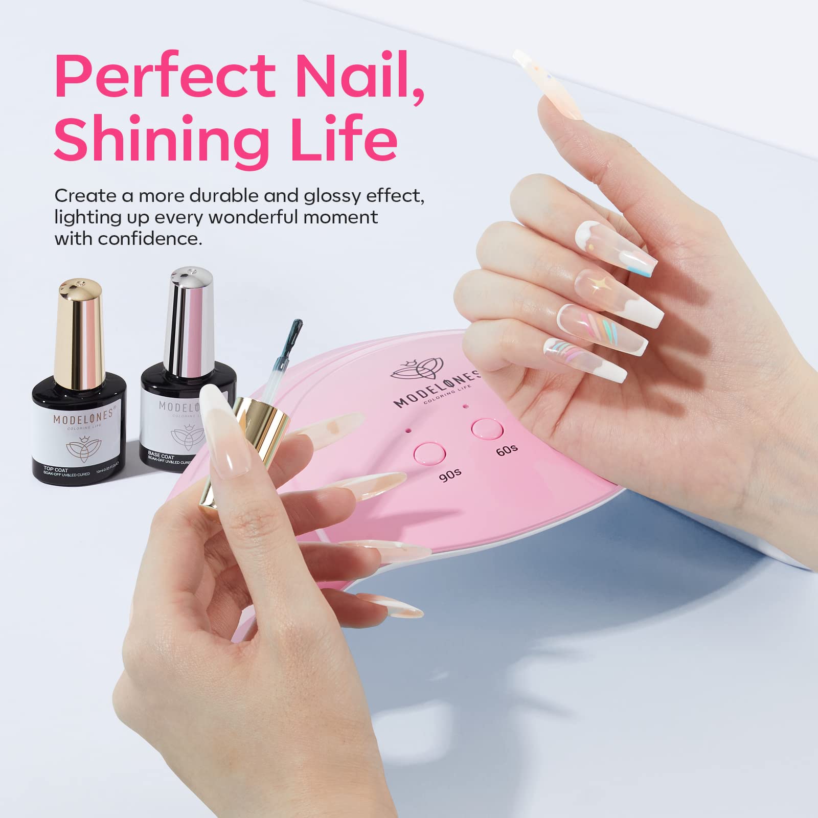 modelones lifestyle shot of home manicure scene showing quick, salon-style results