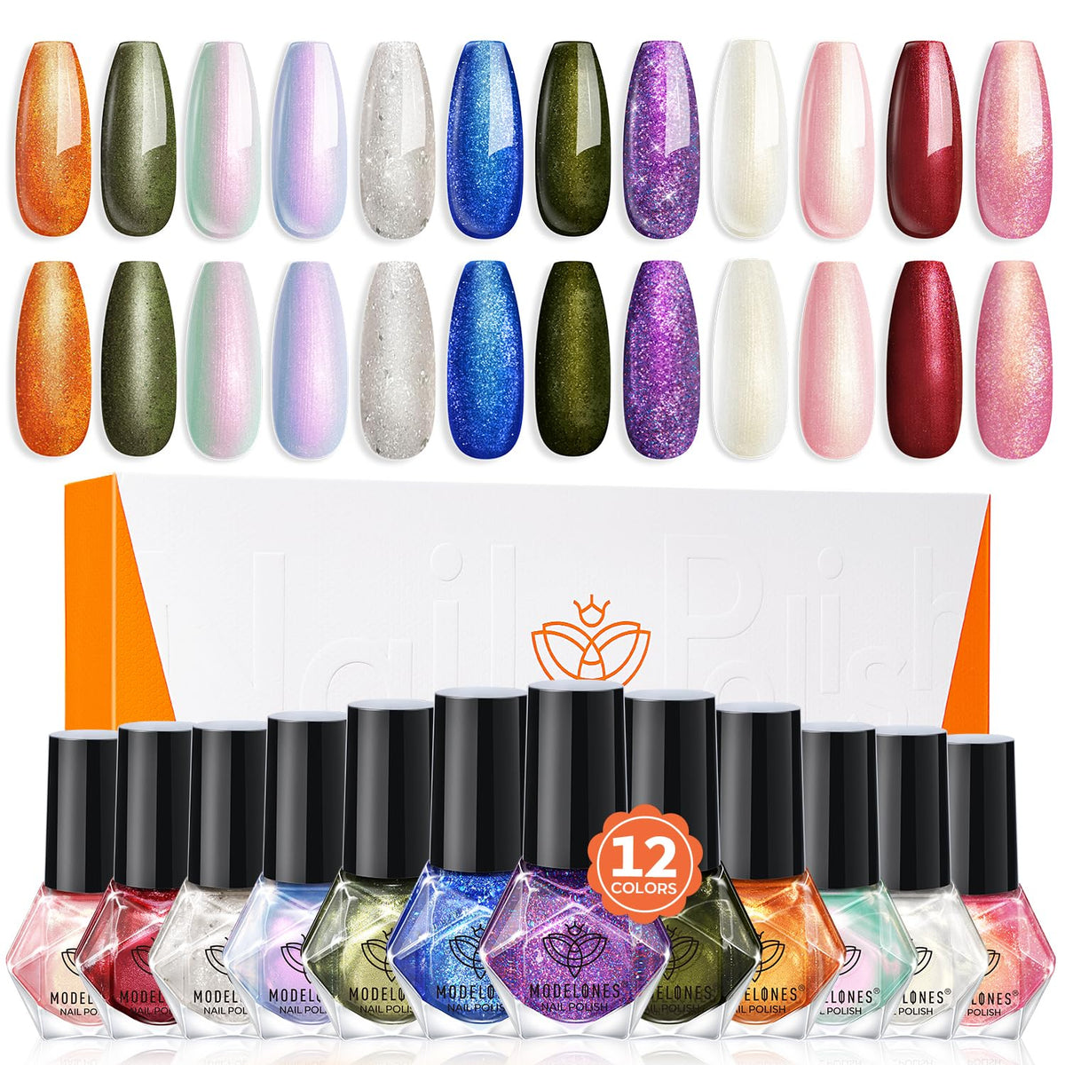 modelones front packaging showing all 12 bottles and colors for gifting