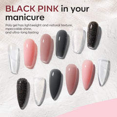 modelones six poly gel pots open displaying color range for custom looks
