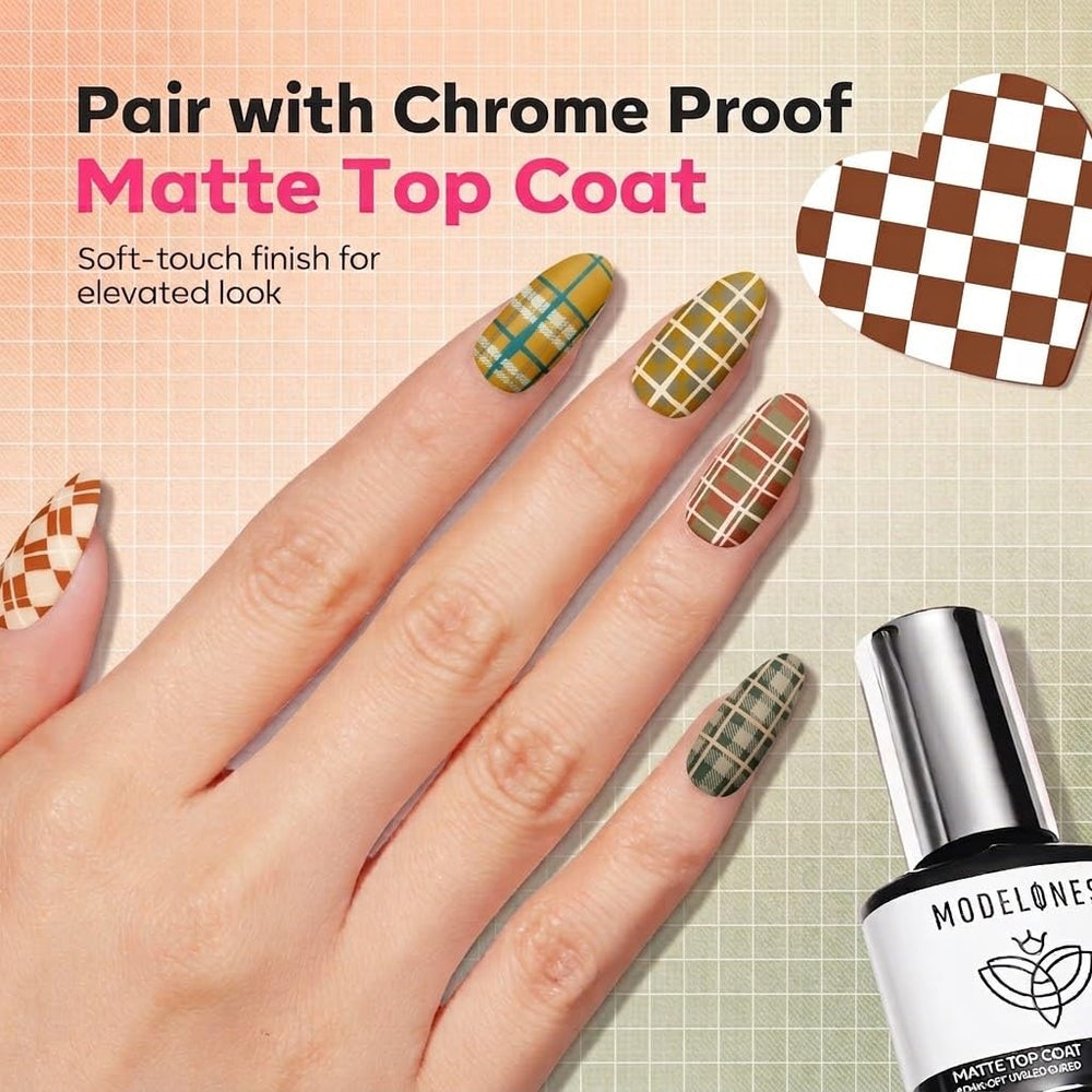 modelones stamping gel and chrome powders for vivid, metallic finishes