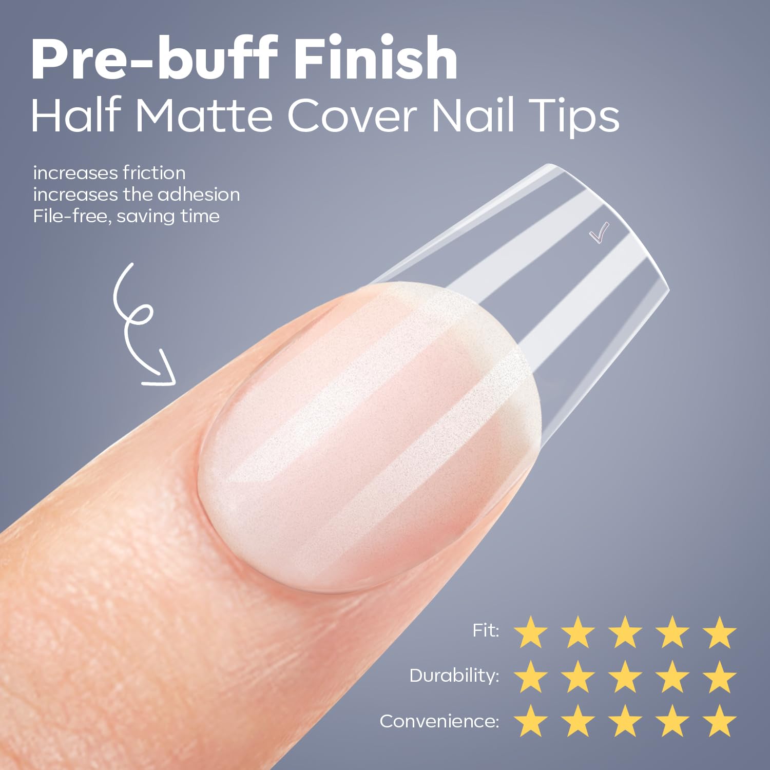 modelones tip close-up showing half-matte texture for improved glue grip