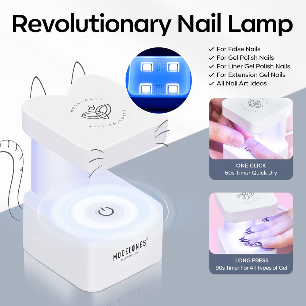 modelones UV LED lamp curing nails to speed up gel polish and builder gel curing