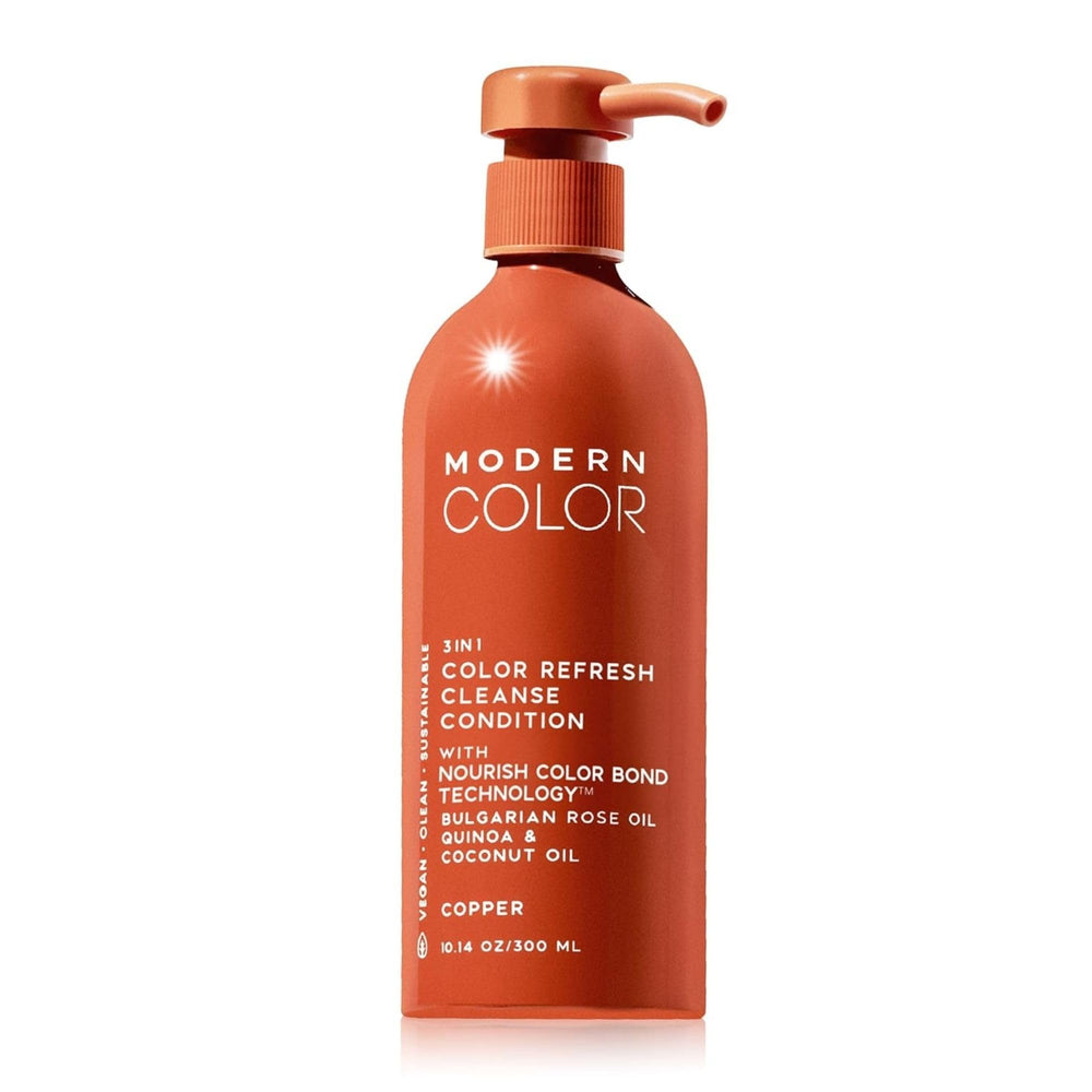 Modern Color front bottle showing copper shade and clear branding benefit: easy at-home refresh