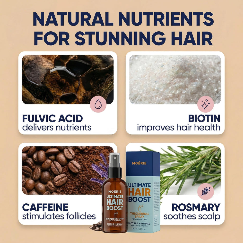 Moerie application on scalp showing targeted spray for root-level nourishment