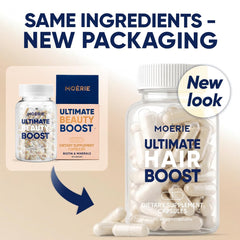 Close-up of Moerie capsules highlighting smooth texture and purity