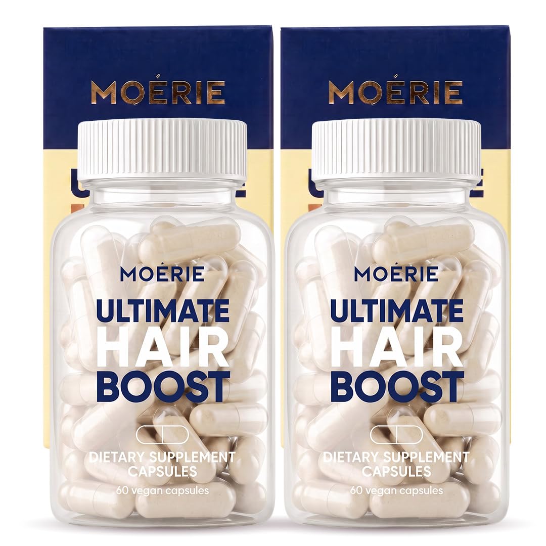Moerie bottle front view showing brand and benefits for easy identification