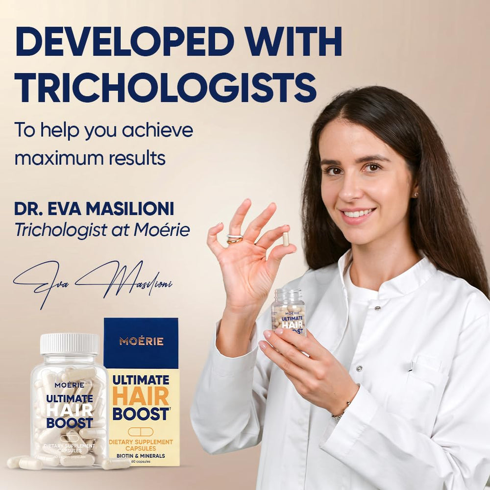 Man holding Moerie bottle on counter showing gender-neutral suitability