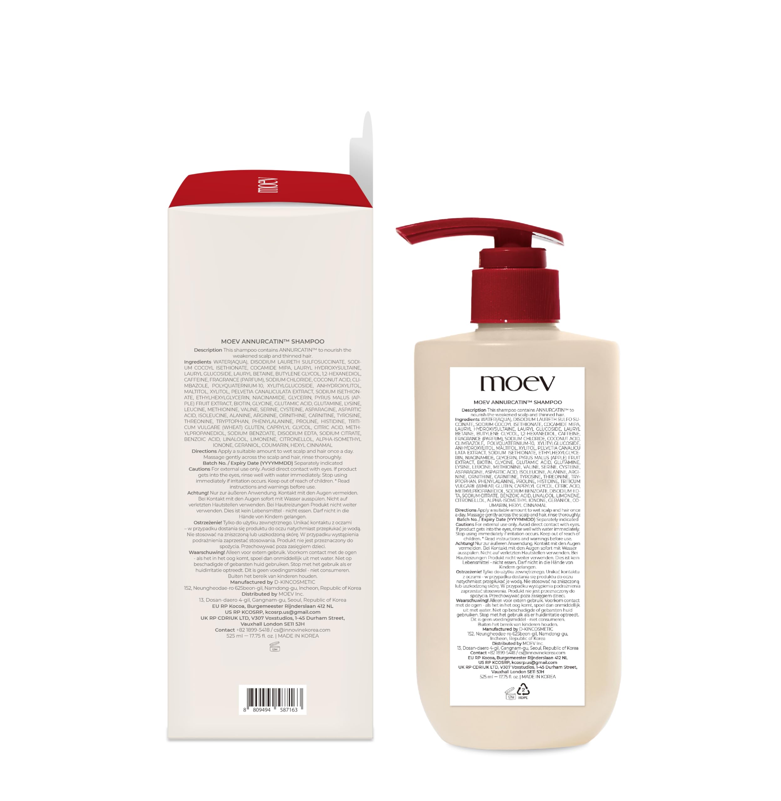MOEV shampoo in bathroom lifestyle shot suggesting everyday routine improvement