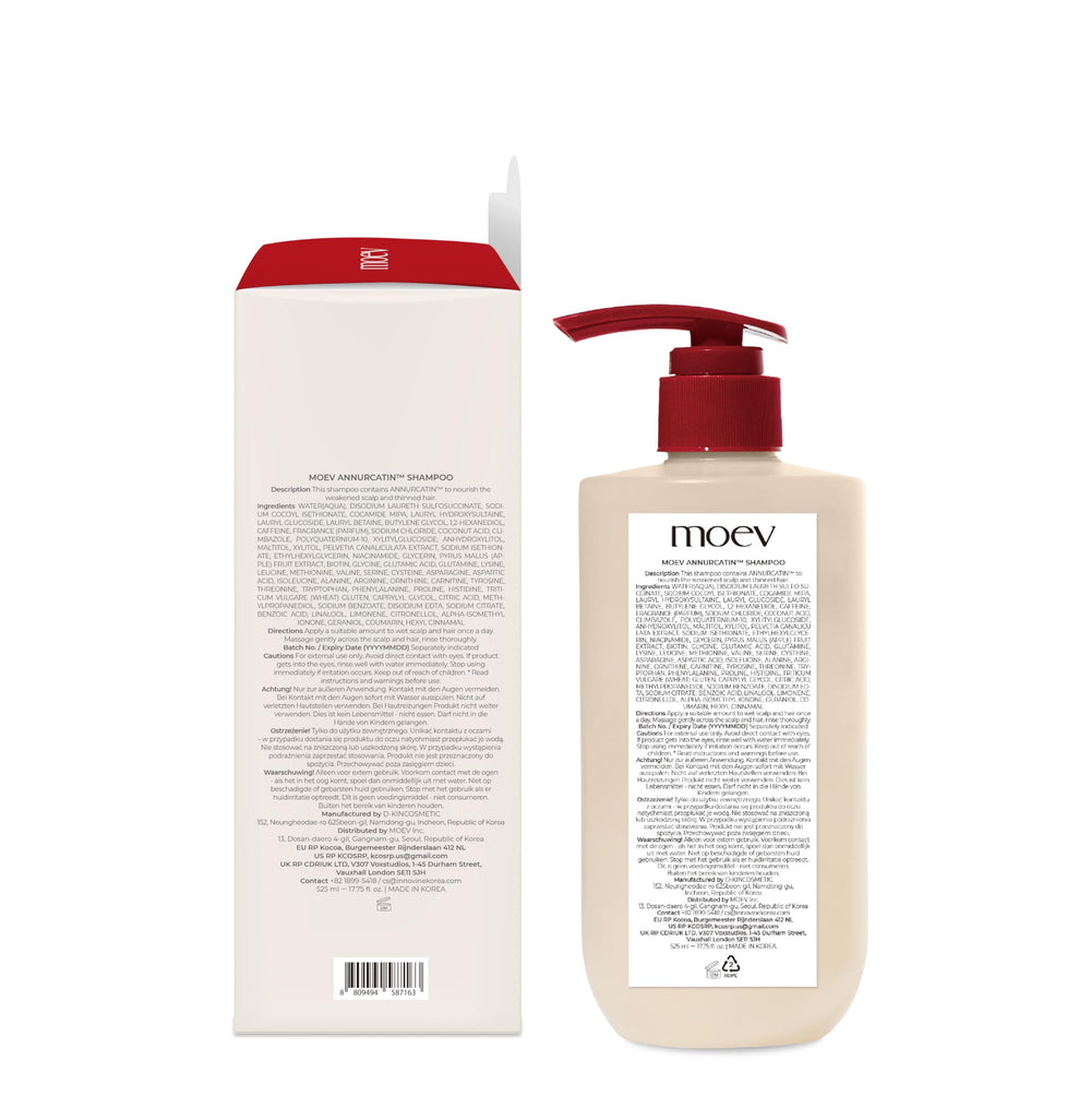 MOEV shampoo in bathroom lifestyle shot suggesting everyday routine improvement
