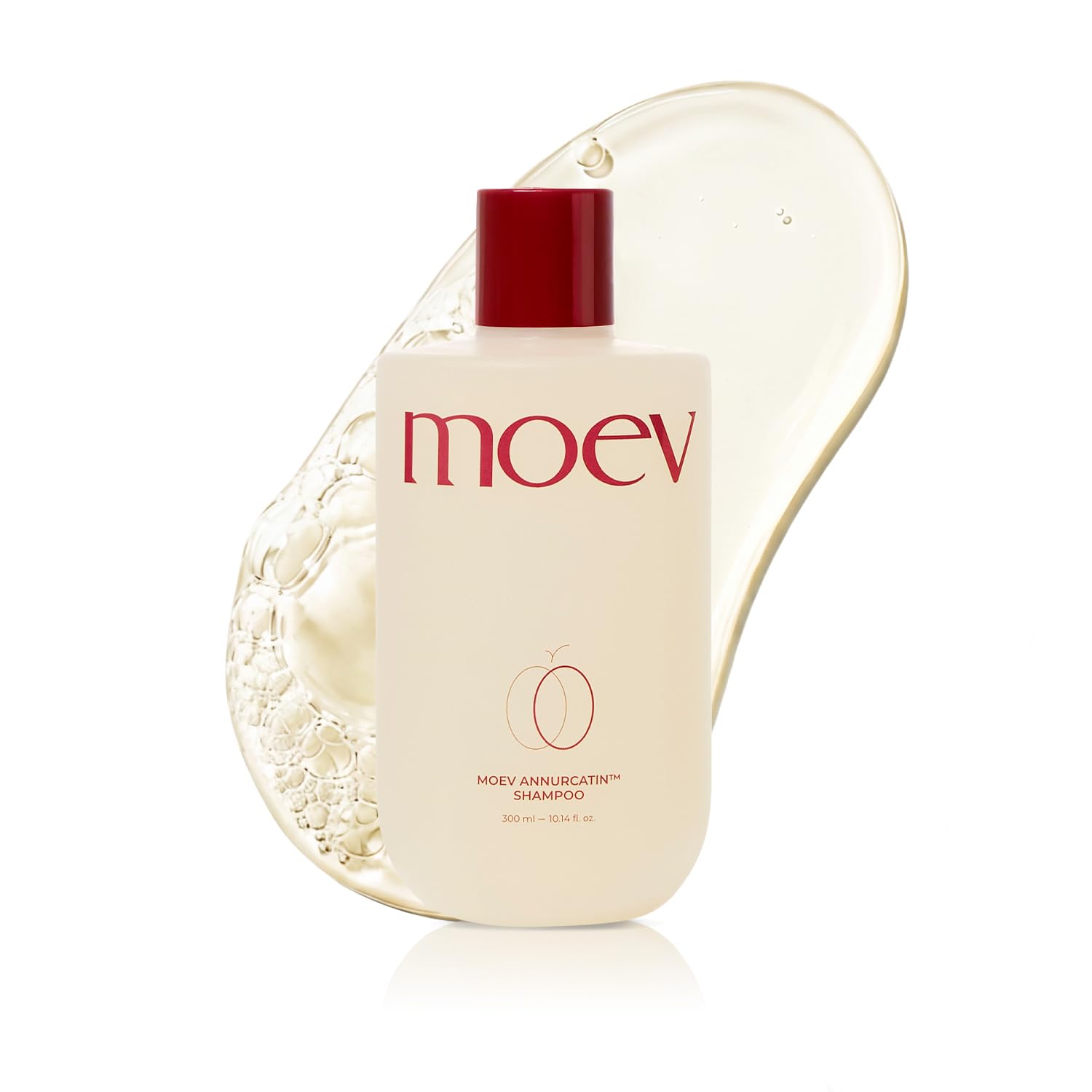 MOEV bottle front view showing label and apple vanilla scent benefits