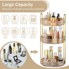 MOKANI tier spacing shown holding tall perfumes and lipsticks