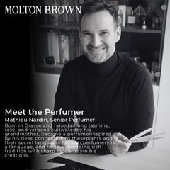 Molton Brown close-up of label showing ingredients and premium finish