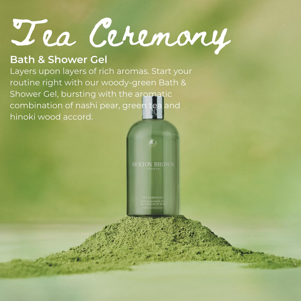 Molton Brown gel texture poured on hand highlighting rich lather