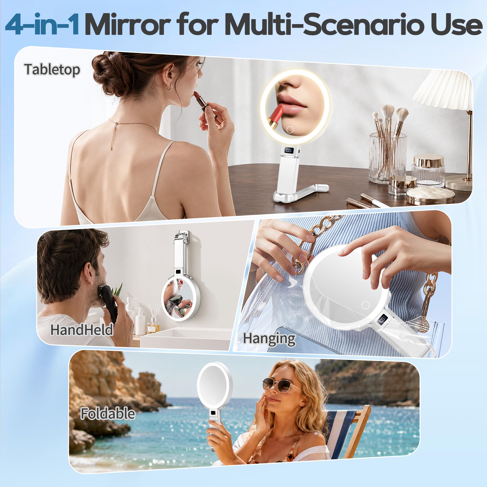 MOMOKUBA folded compact mirror inside purse showing travel convenience