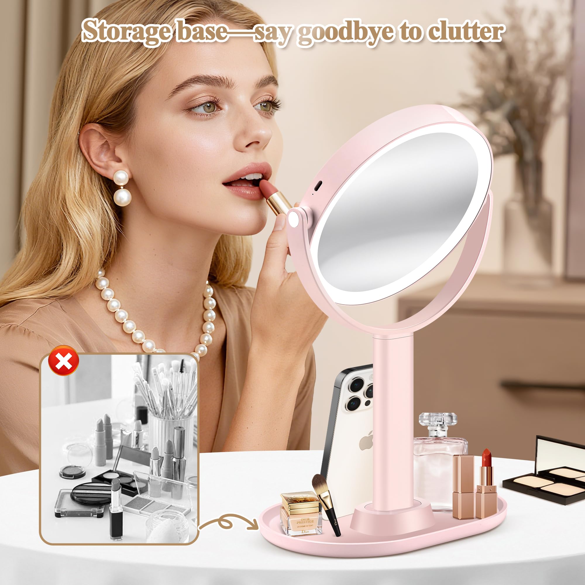 MOMOKUBA detachable mirror held in hand for quick travel touch-ups and portability