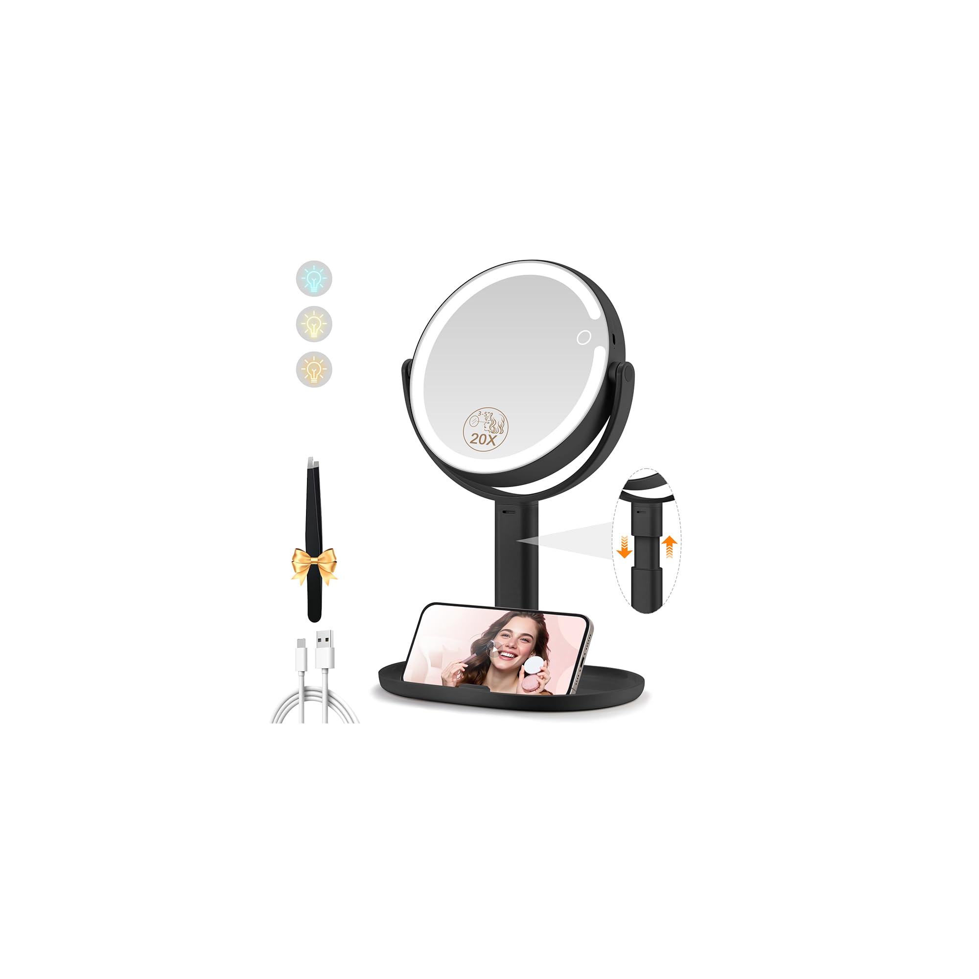 MOMOKUBA front view vanity mirror with lights for clearer makeup application