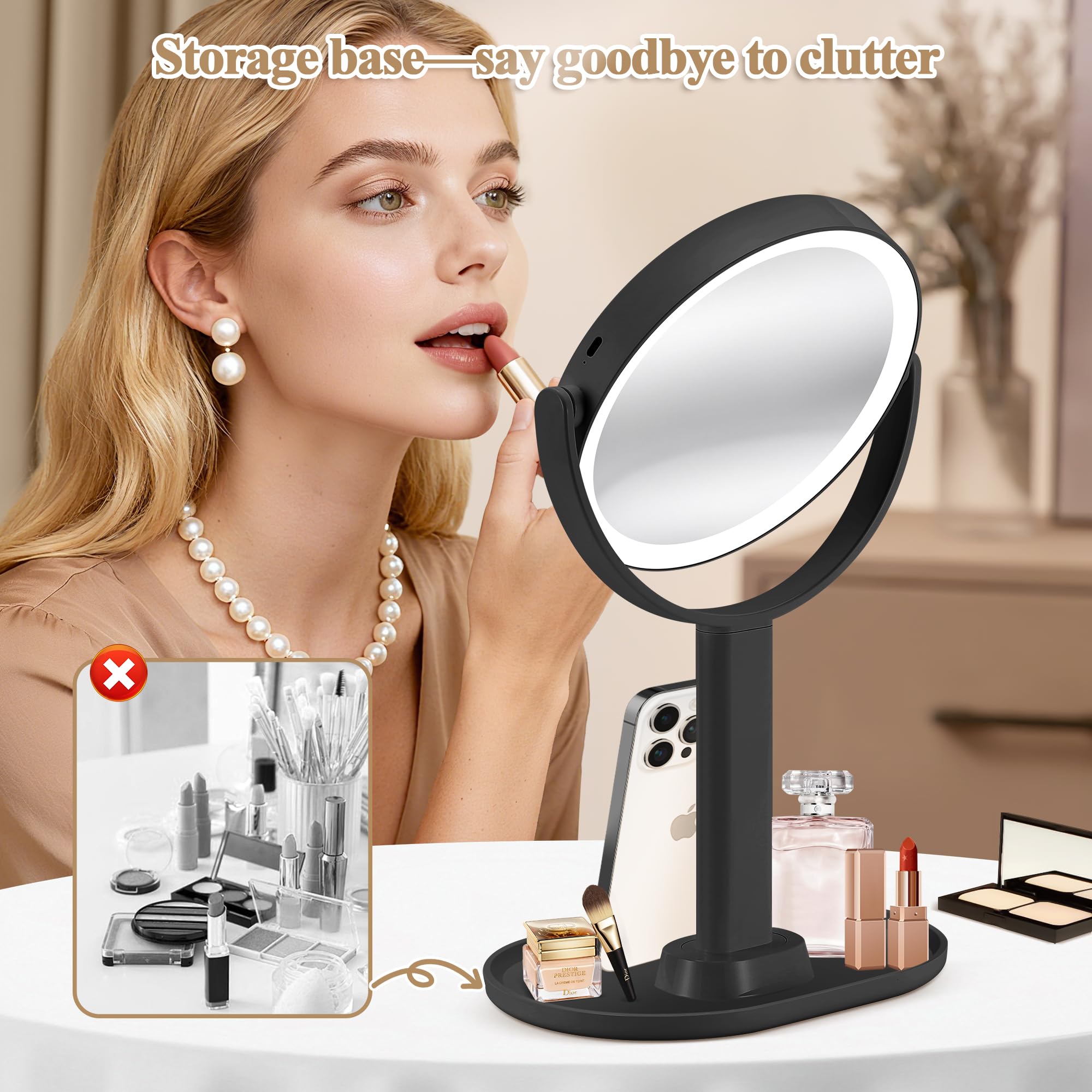 MOMOKUBA phone holder in use following a makeup tutorial hands-free