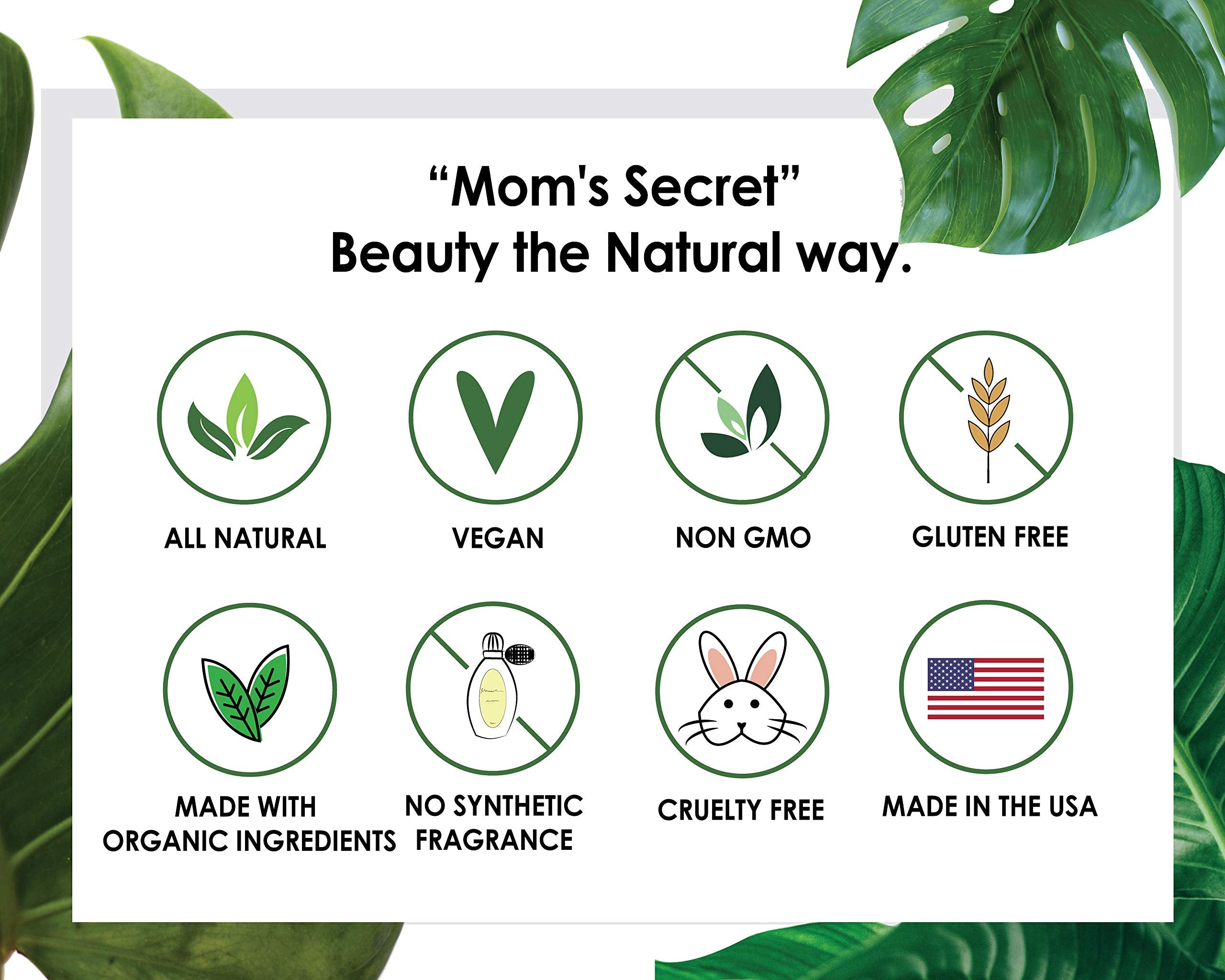 Mom's Secret application on model demonstrating natural flushed cheek benefit
