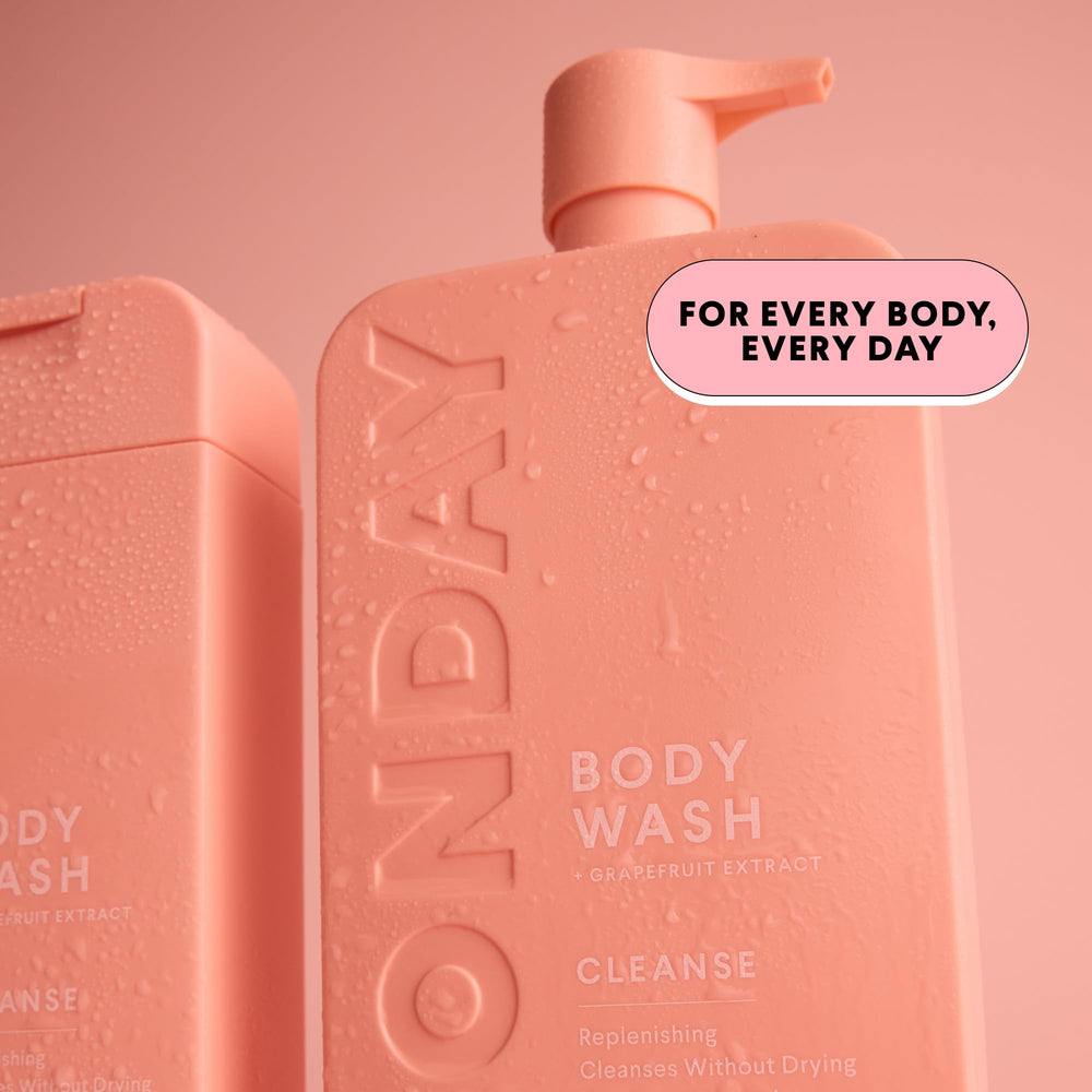 MONDAY HAIRCARE label close-up revealing key ingredients and clean formulation