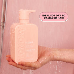 MONDAY HAIRCARE pump dispensing product showing creamy texture