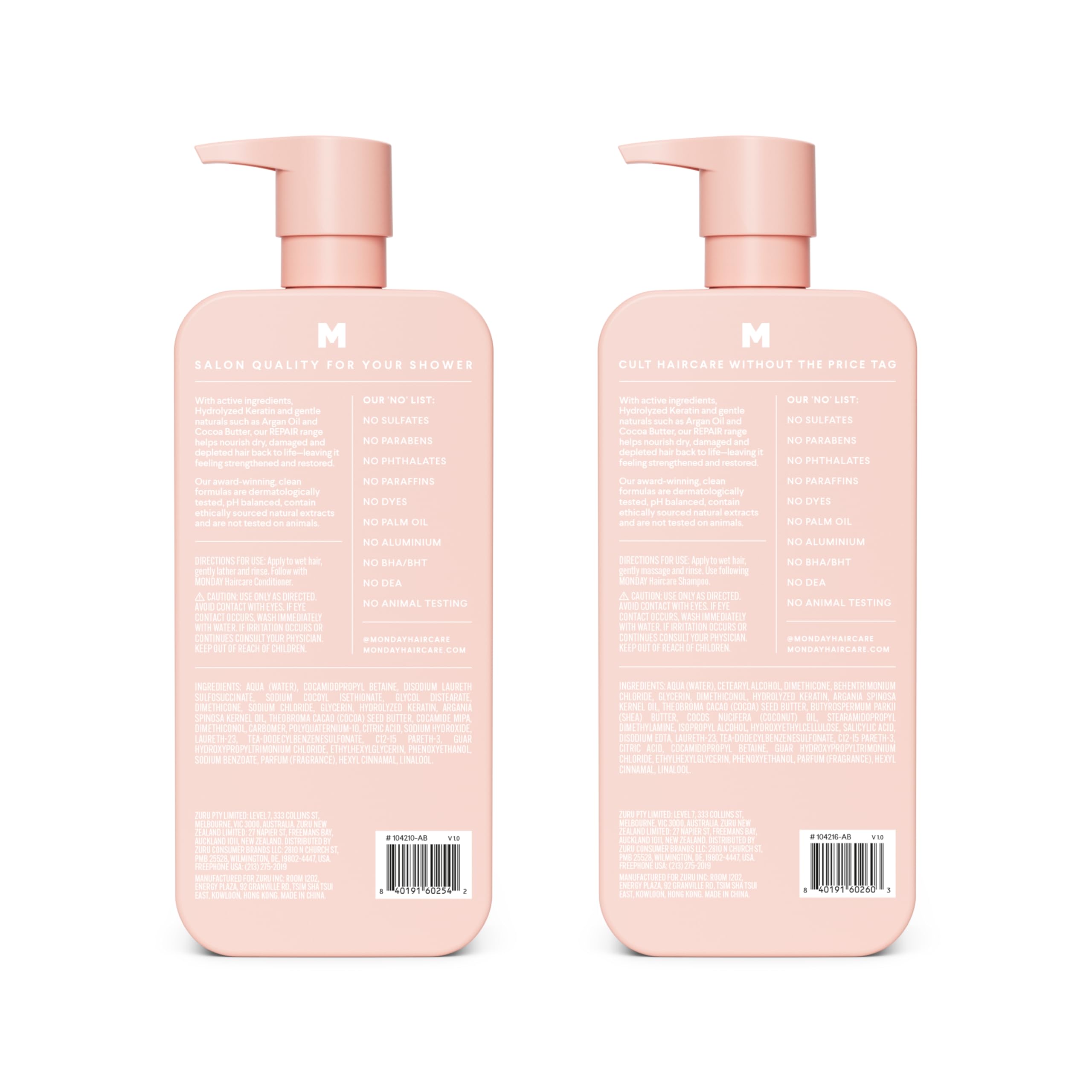 MONDAY HAIRCARE recyclable-plastic symbol on bottle showing eco benefit