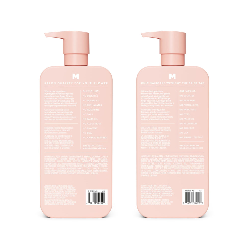 MONDAY HAIRCARE recyclable-plastic symbol on bottle showing eco benefit