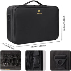 MONSTINA open three-layer interior showing organized storage for cosmetics