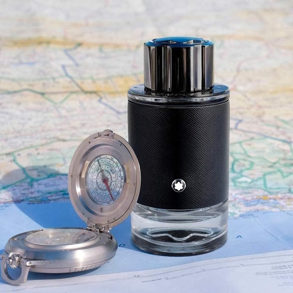 Montblanc Explorer being sprayed on wrist demonstrating easy application and projection