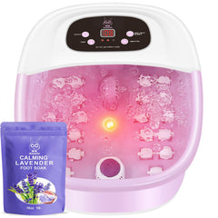 MoodRelish front view of pink foot spa showing full features and compact design benefit