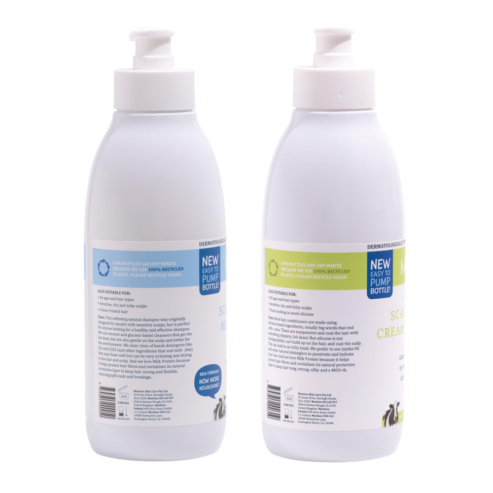MooGoo family using products in bathroom for gentle everyday care