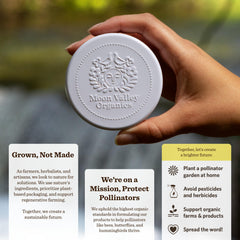 Moon Valley Organics application on hand demonstrating targeted hydration and easy massage