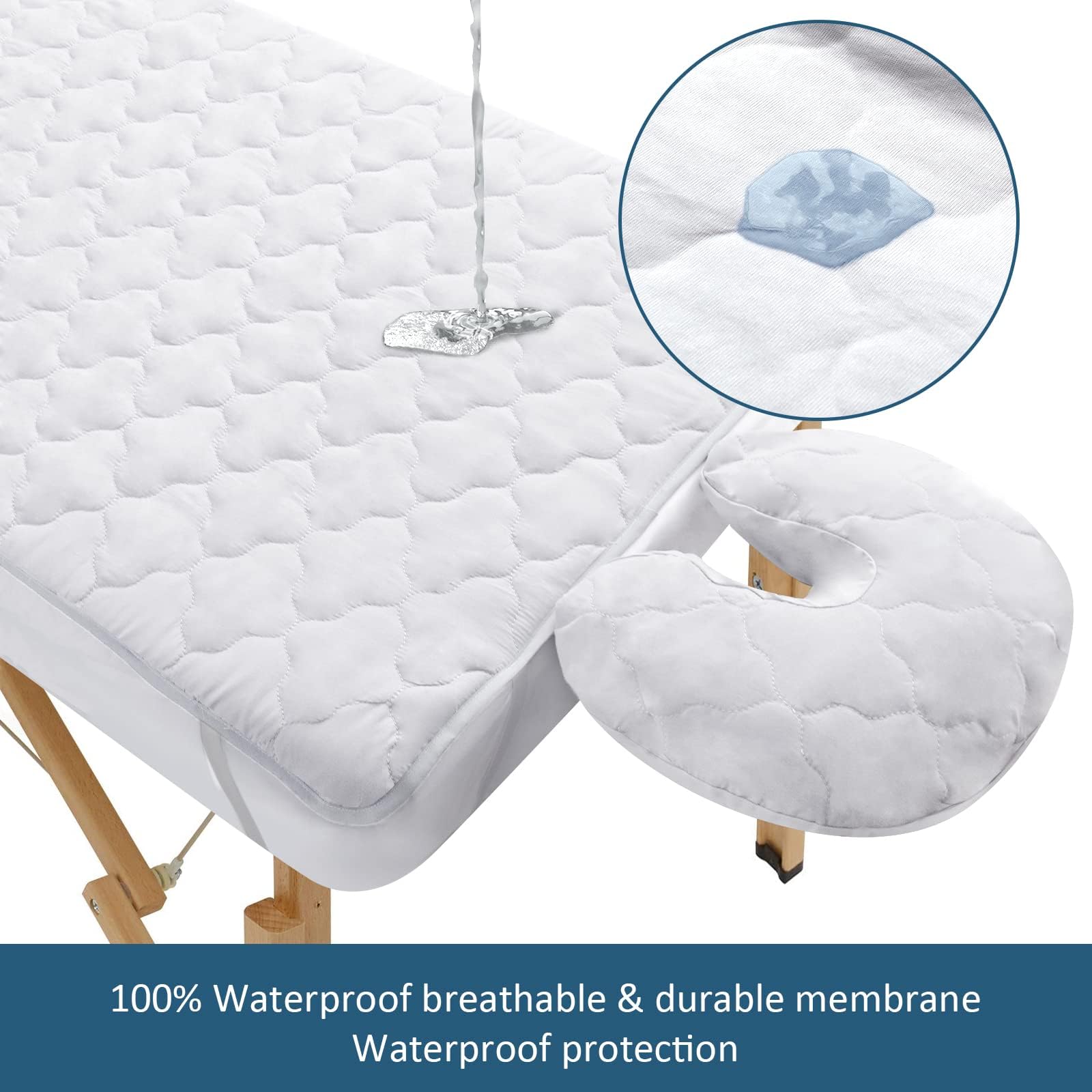 Moonsea face cradle cover detail highlighting elastic fit and secure protection