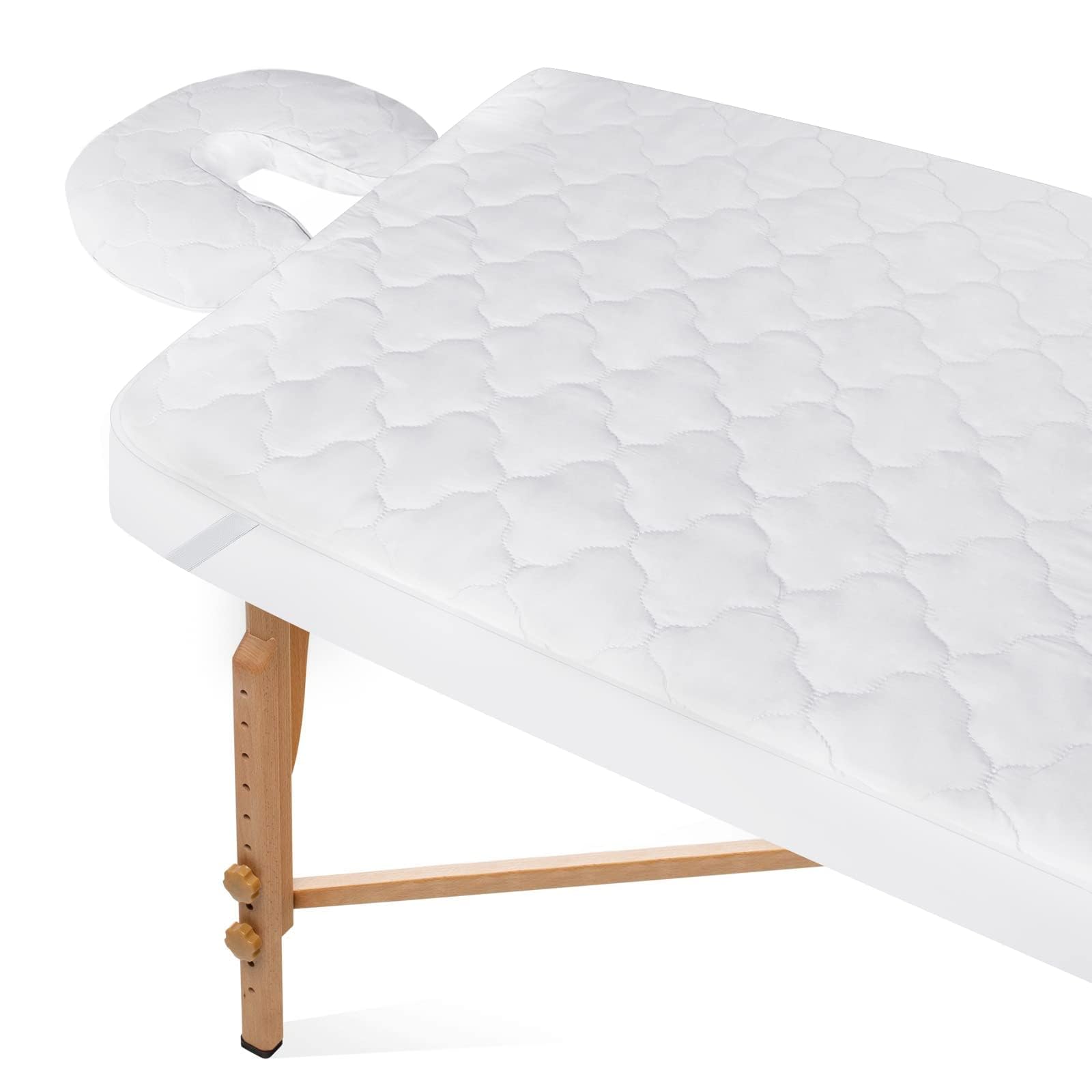 Moonsea flat pad front view showing full-table protection and easy setup benefit