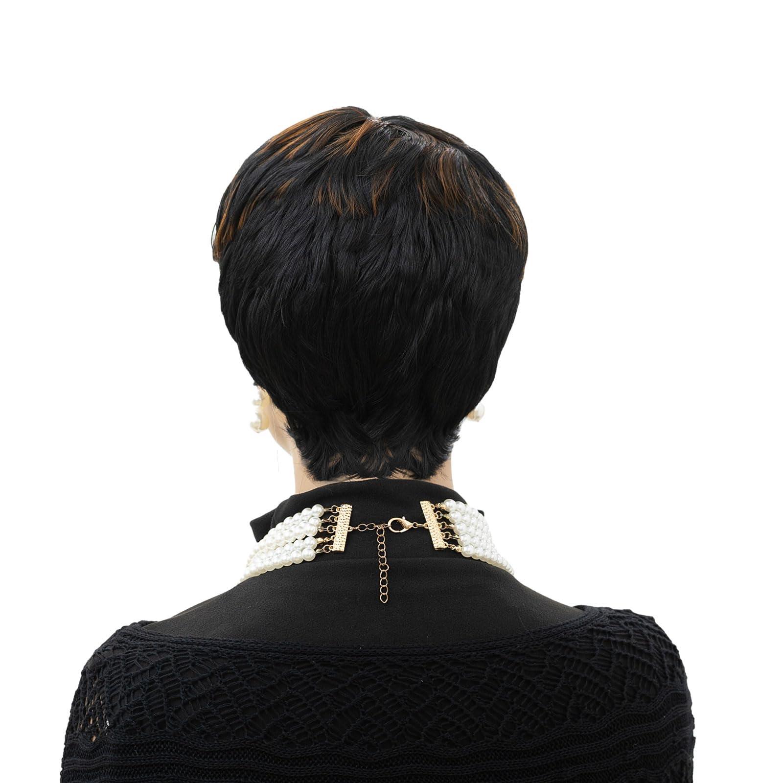 MOONSHOW pixie lifestyle model wearing wig for effortless day-to-night style