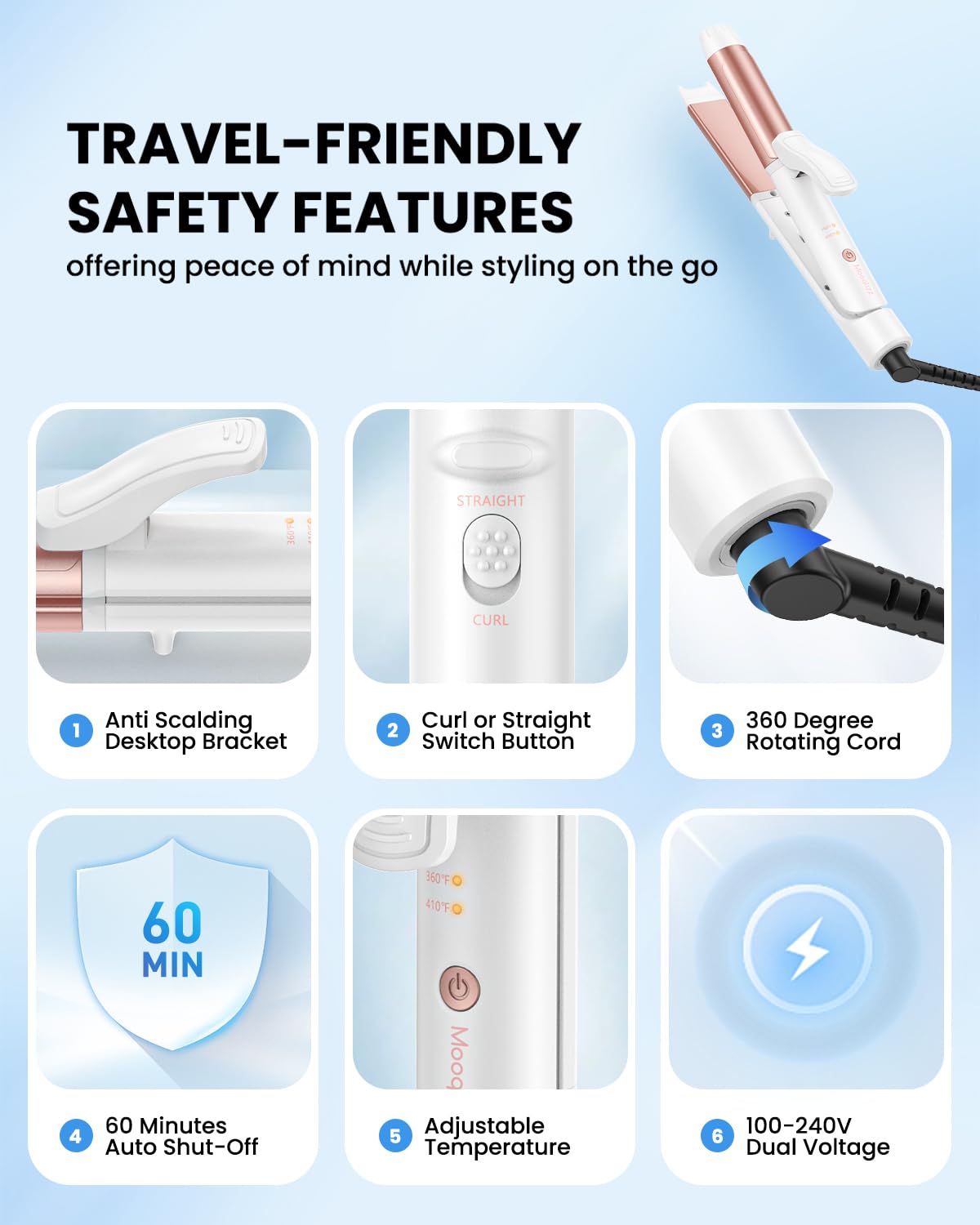 Mooqlizz included heat-resistant glove and locked handle for safer packing