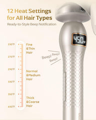 Mooqlizz curling iron in hand for scale demonstrating comfortable grip and control benefit