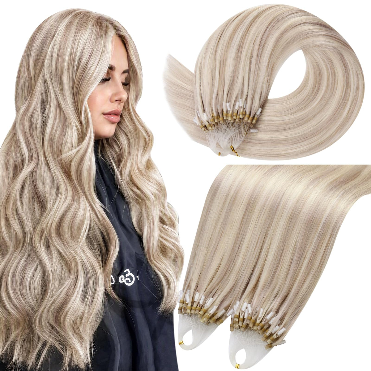 Moresoo front packaging showing ash blonde extensions and benefits