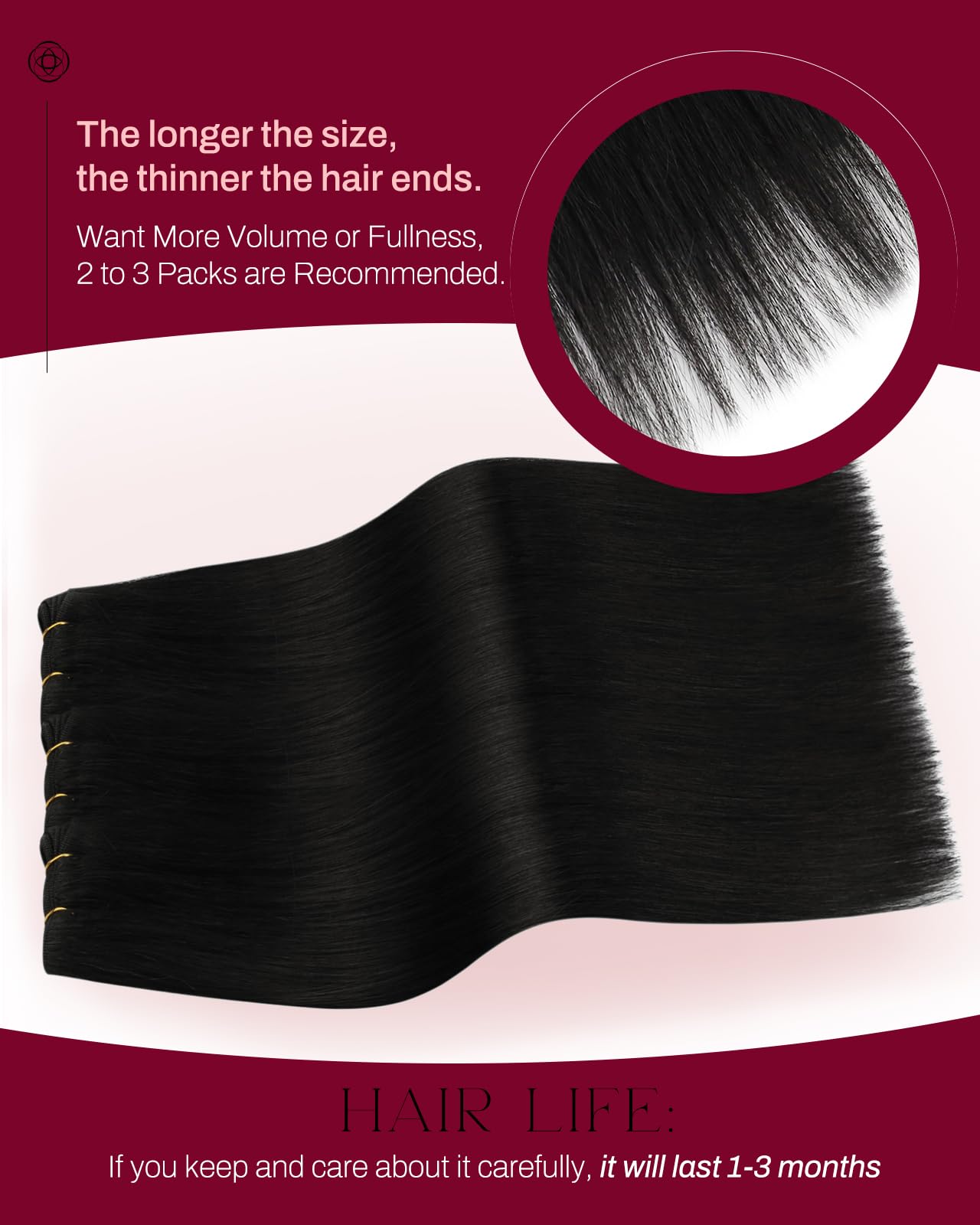 Moresoo full-length 24 inch weft showing dramatic length and smooth finish