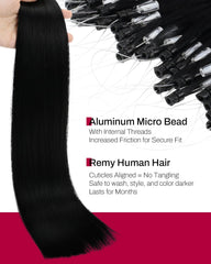 Moresoo microlink attachment detail showing discreet, comfortable bonds