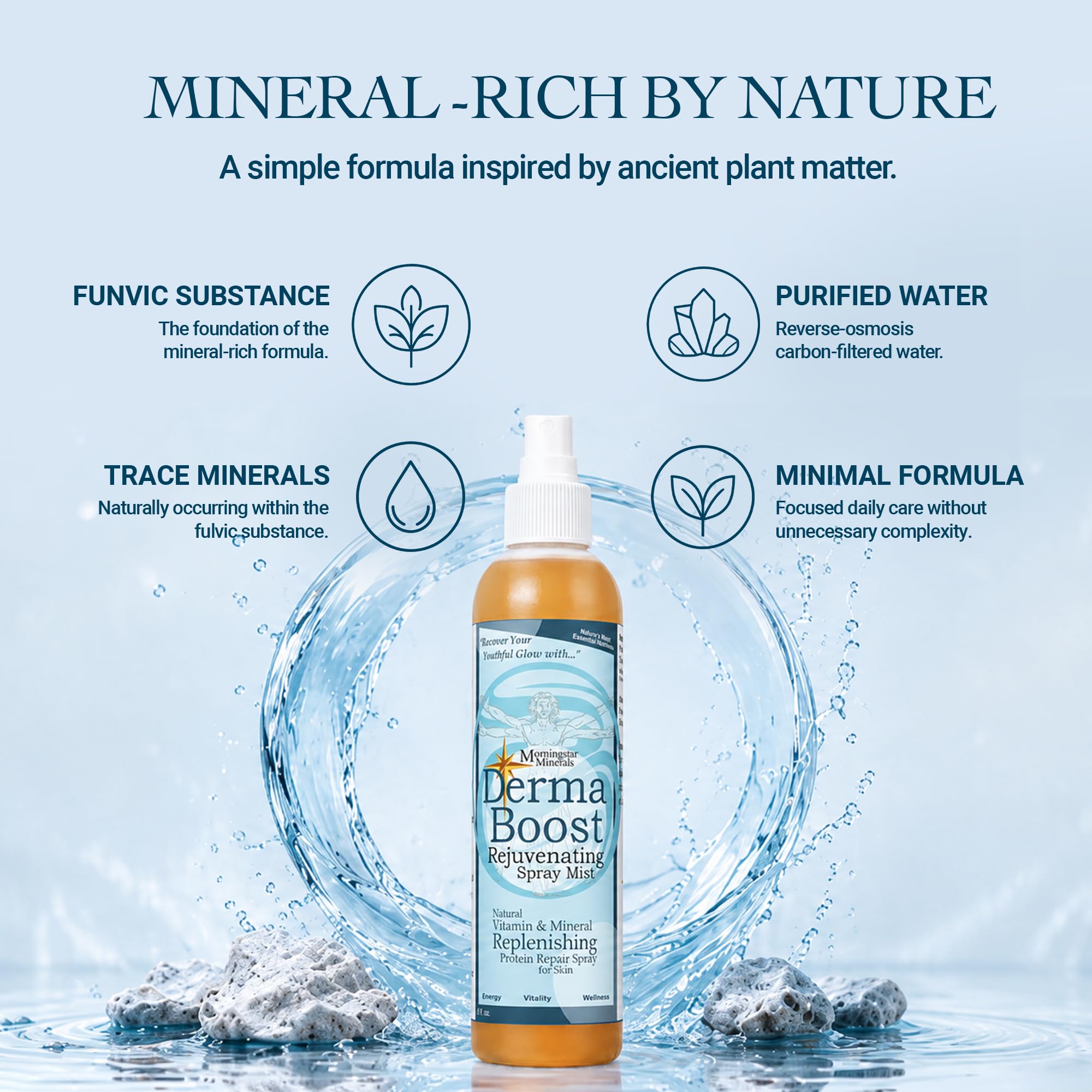 Morningstar Minerals droplet on skin showing lightweight texture benefit