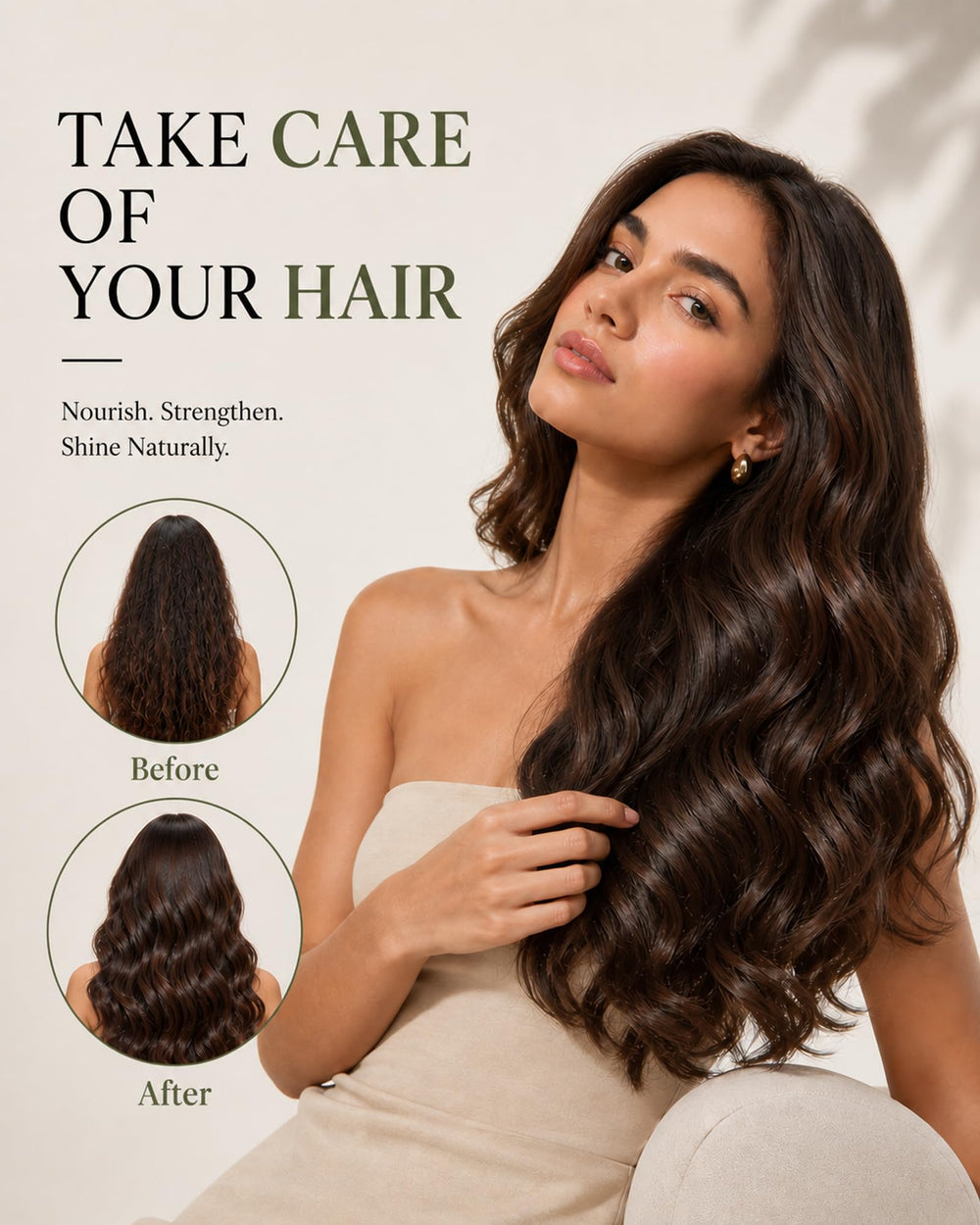 Moroganic being applied to hair ends to improve manageability and hydration