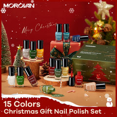 Morovan Christmas green bottle highlighting deep pigment for bold nails