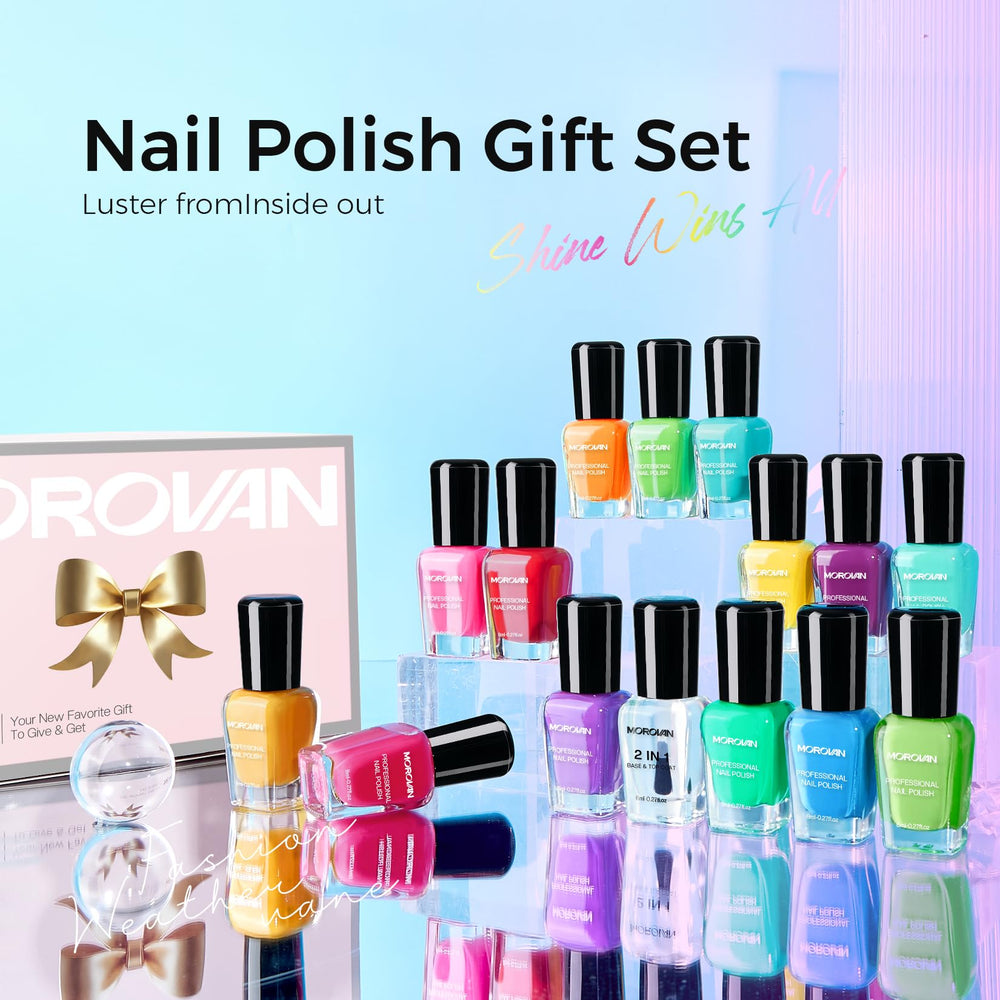 Morovan color swatches on nail wheel illustrating vibrant shade options